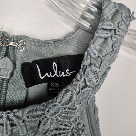 Lulus Love Poem XS Green Halter Lace Bodycon Mini Sleeveless Sheath Dress - Picture 2 of 13